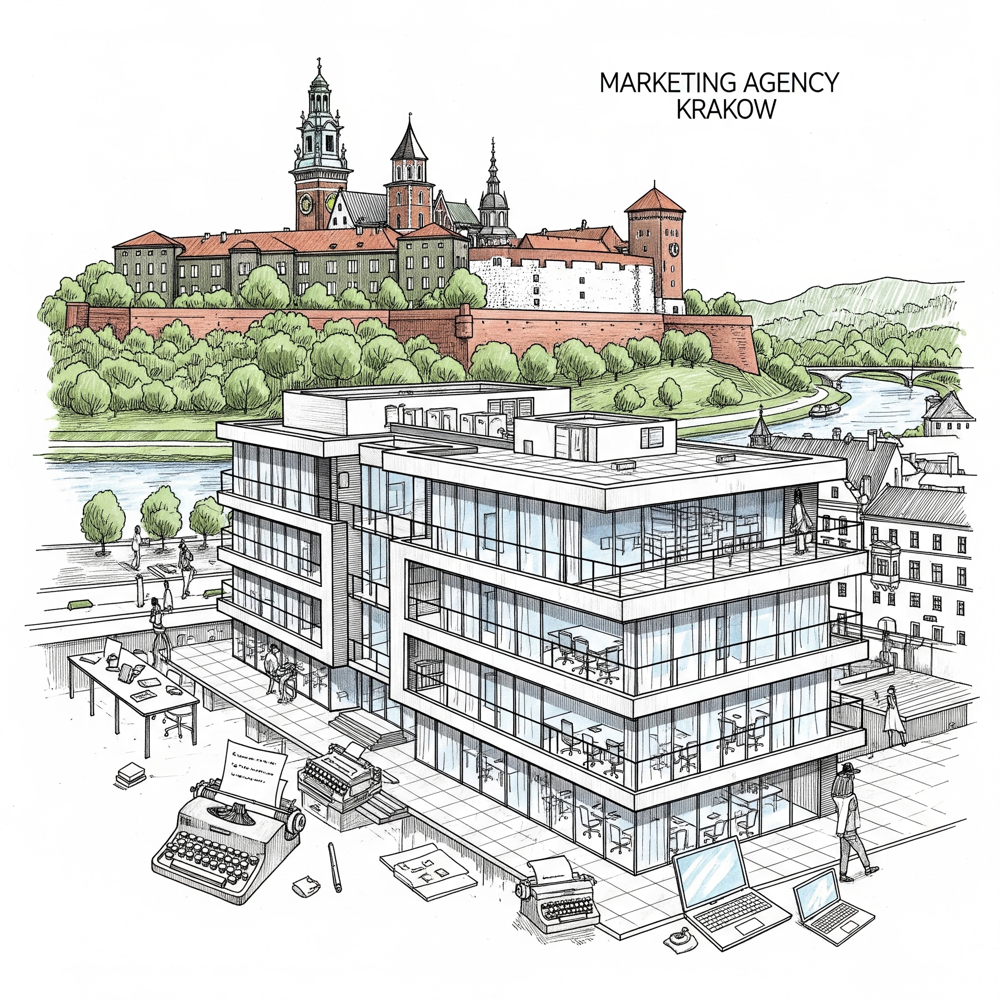 Agencja marketingowa Kraków siedziba rysunek