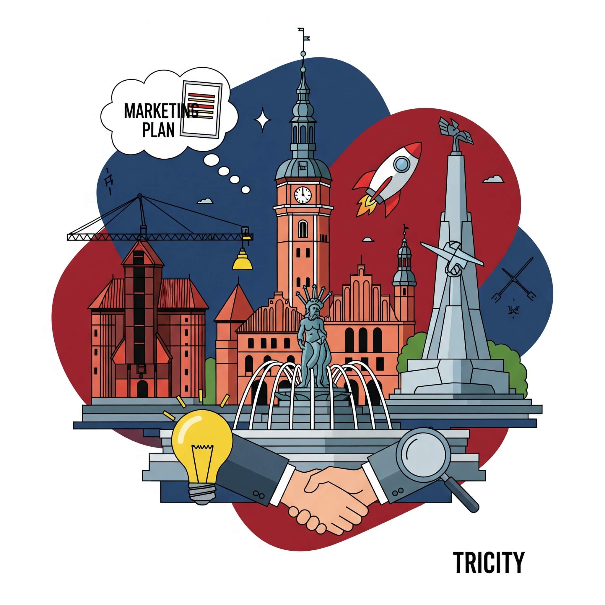 Agencja marketingowa trójmiasto plakat wygenerowany przez ai